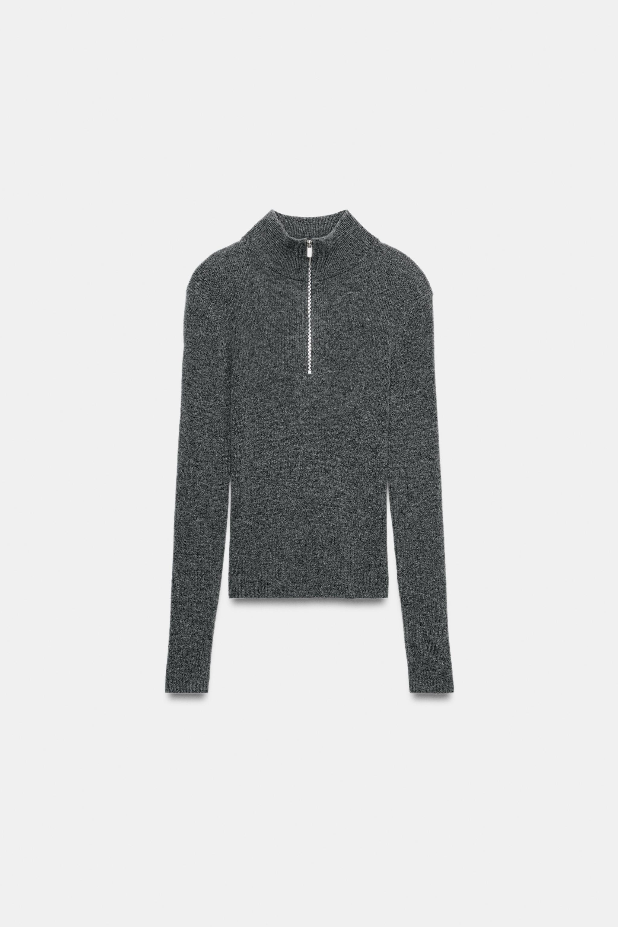 100% WOOL ZIP-UP SWEATER